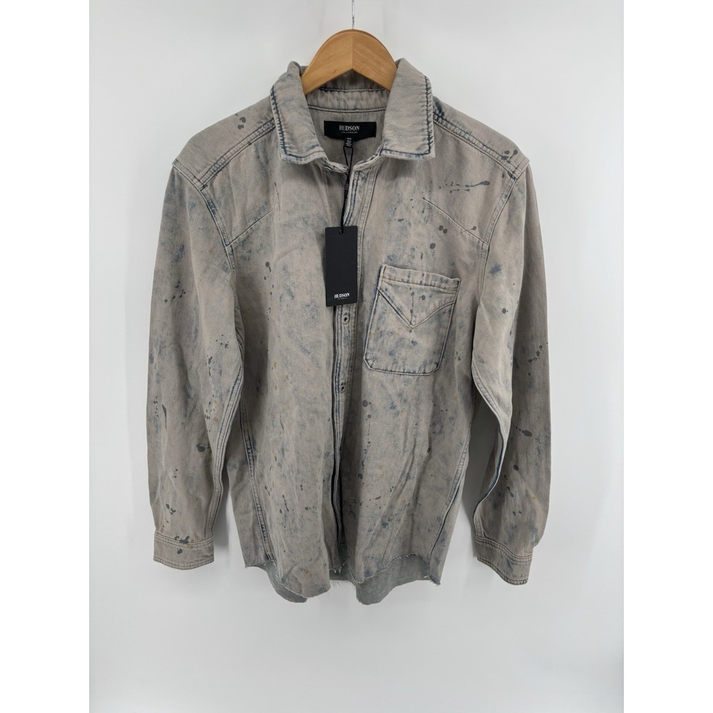 NWT Hudson Denim Button-up Shirt In Splattered Paint Sz M MSRP $215